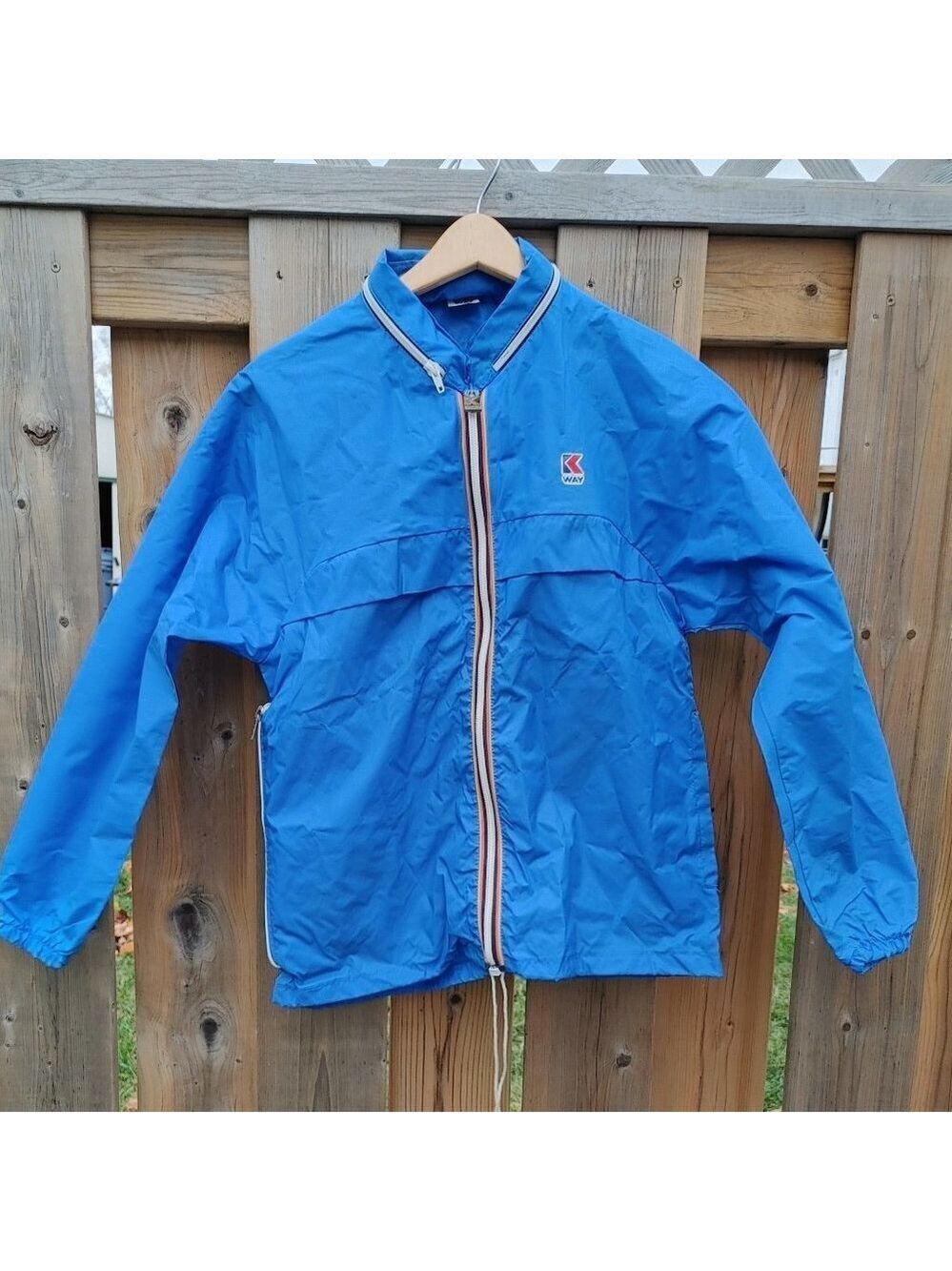 VINTAGE BRIGHT BLUE KWAY Jacket US Size 4 Unisex Please see Measurements…